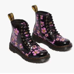 Dr. Martens Toddler Pansey Fayre Pink Floral Combat Boots Size 7